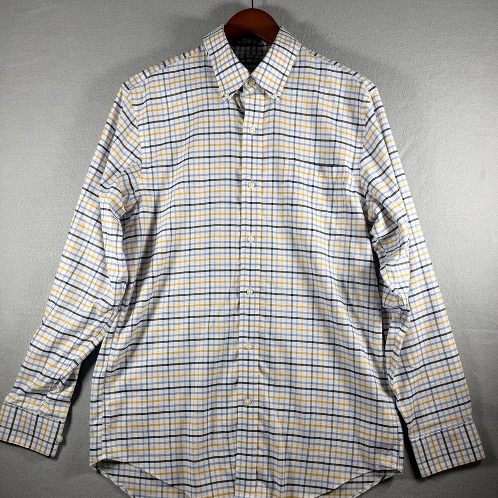 Lands’ End Men’s 15.5-34 Plaid Button Down Shirt Supima No Iron Oxford Cotton
